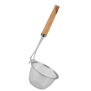 Reliable Performance Stainless Steel <b>Strainer</b> with Wooden Handle Fine Mesh <b>Colander</b> for Kitchen Use - Product Image 1