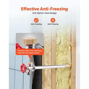 صنبور خارجي مقاوم للتجمد والشفط بطول 12 بوصة، موصل 1/2 بوصة سهل التركيب، صنبور خرطوم 3/4 بوصة، طراز حوض بدون رصاص - Product Image 4