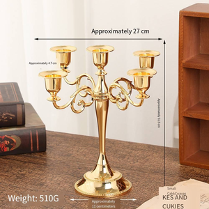 Candelabro de Metal Hecho a Mano con 5 Brazos, Color Plateado, Dorado y Negro, para Decoración Elegante del Hogar - Product Image 4