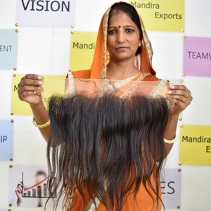 Cabello Humano Virgen Indio Remy con Cutícula Alineada, Negro, Sin Enredos, Sin Químicos, Tejido Frontal 13*4 Liso para Cabello de Templo - Product Image 6