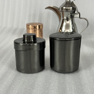 Luxury Customized Logo Dark <b>Candle</b> Jars Black Stainless Steel Premium <b>Candle</b> Containers with Lids for <b>Candle</b> Making - Product Image 3