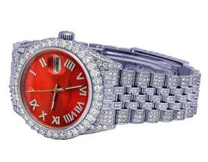 BOJ R.O.L.E.X.019 Montre Homme de Luxe à Quartz Analogique en Acier, Chiffres Romains, Moissanite Intégrale, 41MM, Résistance à l'Eau 3BAR, Style Hip Hop - Product Image 5