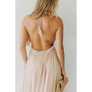 เดรสยาวคลุมเข่า ผ้าฝ้าย 100% ทรงลำลอง คอวี แขนกุด เอวยางยืด สีดำ แต่งระบาย ซักได้ ทรงปกติ - Product Image 2