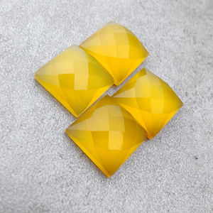 Calcedoine jaune naturelle authentique, taille carrée à motifs, dos plat, calibrée, provenant du Rajasthan, pour la fabrication de bijoux - Product Image 2