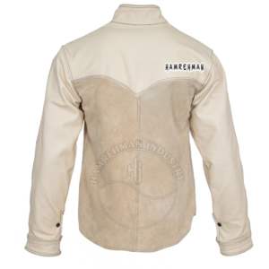 Chaqueta de Soldadura de Cuero Vacuno Premium para Hombre, Chaqueta de Soldadura con Respaldo de Algodón FR, Resistente al Calor y las Llamas - Product Image 2