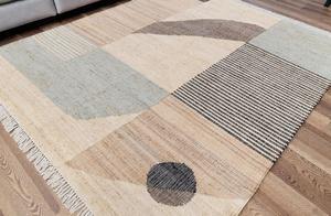 Modern Hand-Woven <b>Jute</b> Kilim Rug Floral Earth Tones Sustainable Natural <b>Fiber</b> 100% Organic Scandi-Style Flatweave - Product Image 4