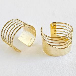 Trendy Hammered Brass Cuff Retro Chunky Stack Wedding Party Festive Vintage Finished Fashion Jewelry Statement Metal <b>Bracelet</b> - Product Image 3