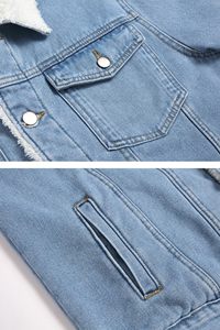 OEM Custom Front Logo Waterproof Breathable Denim Jacket for <b>Men</b> Winter High Street Fashion Cotton Blend Fitted Long Sleeve - Product Image 5
