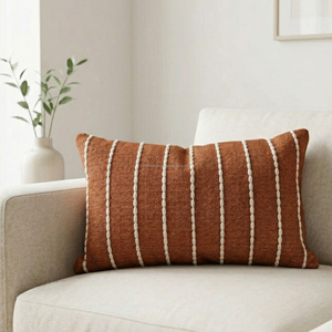 Housse de coussin lombaire en terre cuite tissée à la main, 30 × 50 cm, coussin décoratif rayé pour canapé, coussin d'appoint, décoration moderne - Product Image 2