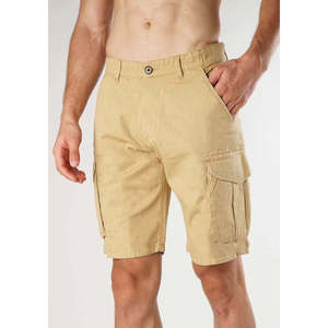 Pantalones Cortos Cargo Color Caqui para Hombre, Cintura Media, Cierre de Botones, Color Sólido, Tela Oxford, Estilo Casual, Transpirables, con Bolsillos, Largo Bermuda - Product Image 1