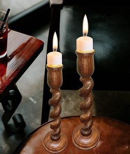 Style Wooden <b>Candle</b> Stand | Unique Pillar <b>Taper</b> Candlestick Holder Handmade Custom Printing Home Table Centerpiece Living Room - Product Image 1