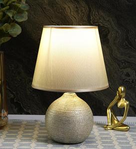 Lámpara de Mesa Moderna de Cerámica con Pantalla de Tela Beige, Luz LED Blanca Cálida, Base para Bombilla E27, para Decoración de Dormitorio - Product Image 1