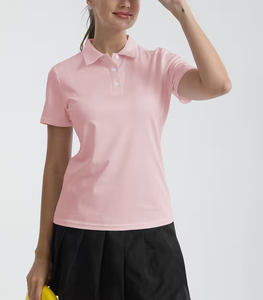 Womens Jersey Quick Dry for Shirt Short Sleeve Breathable Knitted Casual Golf Tennis Workwear Front Custom Logo Top - Product Image 3