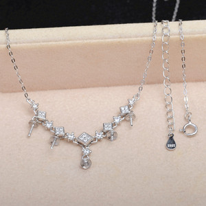 Soporte para Accesorios de Perlas de Plata S925, Cadena para Colgante con 5 Cuentas, Soporte para Borlas DIY, Vacío, 5729, Componentes y Fornituras para Joyería - Product Image 1