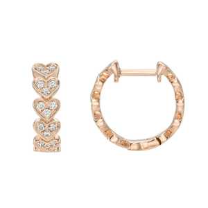 Diamond Heart Huggie <b>Hoop</b> <b>Earrings</b> Round Cut Lab Grown Delicate Modern Luxury Pave Set Fine Jewelry Wholesale 14K 18K <b>Solid</b> Gold - Product Image 3