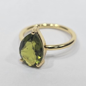 925 Sterling Silver Gold Plated Excellent Quality Teardrop Shape Natural <b>Peridot</b> Gemstone Handmade Eternity Vermeil <b>Ring</b> - Product Image 1