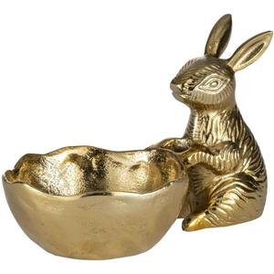 Bol décoratif en métal fait main Golden Rabbit, plat de service pour aliments, bols de luxe pour la décoration de table, vaisselle pour fête de Pâques - Product Image 1