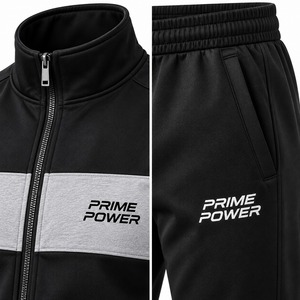 Conjunto Deportivo Negro para Hombre, Chaqueta con Cierre Completo y Cuello Alto, Pantalones Jogger Ajustados, Logotipo Personalizado, Ropa Deportiva al por Mayor, Proveedor OEM - Product Image 5