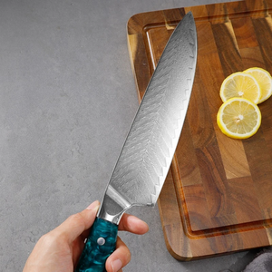 Couteau de chef en acier Damas 8-9,9 pouces, forgé à la main, finition satinée, manche en résine, style japonais, ambidextre, couteau de cuisine OEM ODM - Product Image 4