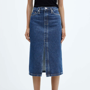 Wholesale Women Denim Skirts Breathable Casual <b>High</b> Quality 100% Cotton Natural <b>Knee</b>-Length Made in Pakistan - Product Image 1
