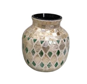 Exclusivo Florero con Incrustaciones de MOP, Artículo de Decoración para el Hogar Hecho a Mano de Primera Calidad - Product Image 1