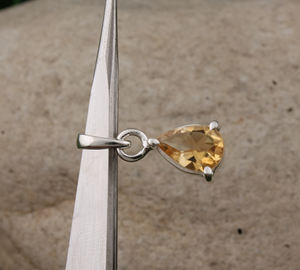 Pendentif en citrine naturelle, argent sterling 925 plaqué platine, pierre précieuse jaune vintage, bijoux unisexe, pierre de naissance de novembre, vente en gros - Product Image 3