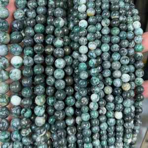 ลูกปัดไพไรต์สีเขียวธรรมชาติทรงกลม ลูกปัดพลอยสำหรับทำเครื่องประดับ DIY งานฝีมือ - Product Image 3