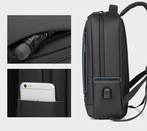 Softback Backpack 15 Inches Nylon Laptop <b>Bag</b> with USB Port Unisex Minimalist Style Zipper Closure - Product Image 3