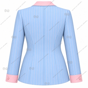 Blazer formel brodé croisé à rayures bleu et rose pour femmes JJOA Jack and Jill of America, vente en gros sur mesure - Product Image 2