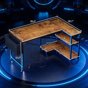Gaming L Shaped Computer <b>Desk</b> 40 Inch with Power Outlet <b>Storage</b> Shelves CPU Stand & Side Bag - Product Image 2