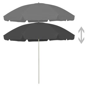 Sombrilla de Playa Grande Inclinable de Poliéster Antracita, Parasol de Playa Premium - Product Image 2