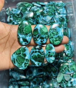 Pierres précieuses brutes 100 % naturelles en chrysocolle et malachite mélangées, cabochons pour la fabrication de bijoux, spécimen minéral en pierre brute - Product Image 3
