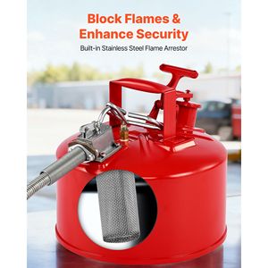 Tanica per Gas Rossa Tipo II da 2,5 Galloni con Arresto Fiamma in Acciaio Inox e Coperchio Autobloccante - Product Image 6