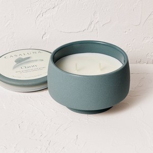 Bougie en céramique de luxe à double mèche, grand bol finition mate avec couvercle, réutilisable, élégante décoration d'intérieur, longue durée de combustion - Product Image 3