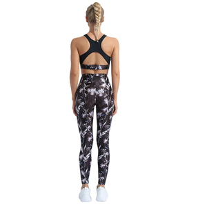 Women's Yoga Set 2-Piece Fitness Wear Sportswear Stand Neckline Drawstring Closure Elastic Waist Front Logo Quick Dry Breathable - Product Image 1