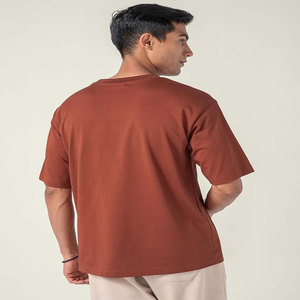 เสื้อยืดแขนสั้นผู้ชาย ทรงปกติ ผ้าเจอร์ซีย์ถัก คอโอ 100% ผ้าฝ้าย สีพื้น ไม่หด แห้งเร็ว - Product Image 1