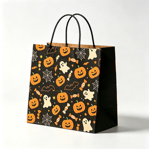 Sacchetti Regalo in Carta Kraft Antigrasso di Lusso Personalizzati OEM/ODM per Halloween |   Sacchetti Ecologici Laminati Riutilizzabili per Dolcetti o Scherzi in Grandi Quantità - Product Image 6