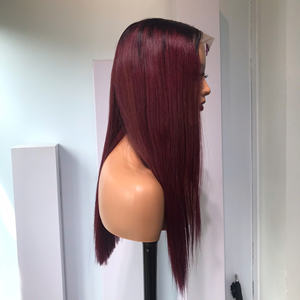 Luxe 100% perruque de cheveux humains vietnamien brut vierge cheveux bordeaux HD Transparent 13x4 dentelle frontale sans colle petit pour les femmes noires - Product Image 2