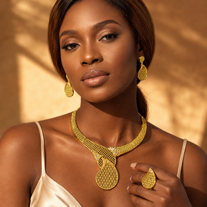 Classic Style 24K Gold-Plated Brass Women's Short Necklace with Floral Pattern Box <b>Chain</b> for Wedding or Party Use - Product Image 3