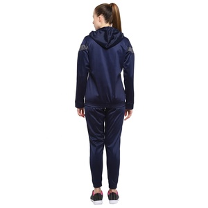 Chándal Azul Marino con Capucha para Mujer, Manga Larga, Color Sólido, Estilo Deportivo Informal, Corte Regular, Bolsillos Laterales, Cierre de Cremallera - Product Image 2