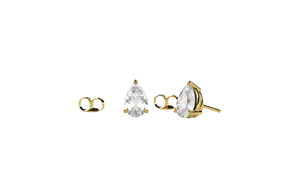 Boucles d'oreilles minimalistes en or 18 carats, solitaires en diamant taille poire, bijoux fins pour femmes - Product Image 1