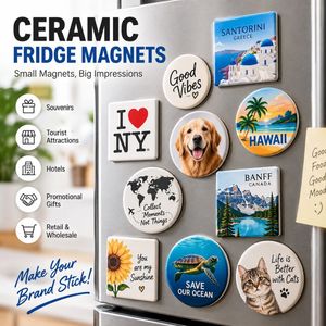 Fabricant d'aimants de réfrigérateur en céramique, aimants souvenirs personnalisés avec logo imprimé, cadeaux promotionnels en gros - Product Image 1