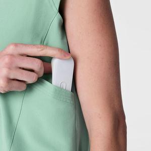Ensemble de blouses médicales unisexes vert menthe à manches courtes en tissu extensible Spandex pour hôpital, uniforme de soins de santé, vêtements en tissu tissé - Product Image 5