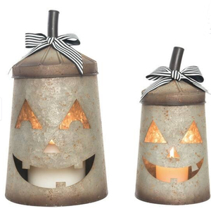 Halloween <b>Lantern</b> Rustic Candle Holder Metal Indoor Outdoor Decoration Jack-O'-<b>Lantern</b> Bucket <b>Lamp</b> Set of 5 - Product Image 3