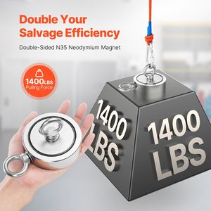 Strong 1400 LBS Kit d'aimant de pêche à double face avec mousqueton et accessoires de chasse à la corde - Product Image 2