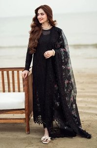 Black Rayon Salwar Kameez Women Floor-Length <b>Loose</b> Fit Traditional Ethnic Wear India Pakistan Casual Style All Seasons - Product Image 3