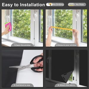 Tenda Oscurante 100% Nera per Finestre, Senza Foratura, per Copertura Finestre - Product Image 3