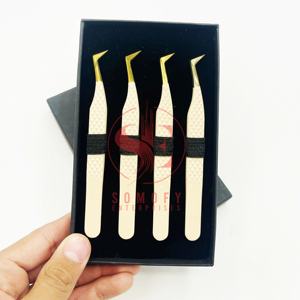 Pinzas de extensión de pestañas de acero inoxidable de gama completa al por mayor, pinzas delgadas para extensión de pestañas - Product Image 2