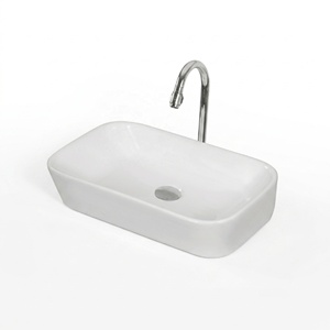 Rectangle Bathroom Sink Floor <b>Mounted</b> Minimalist Design Smooth Surface White Basin - Product Image 1