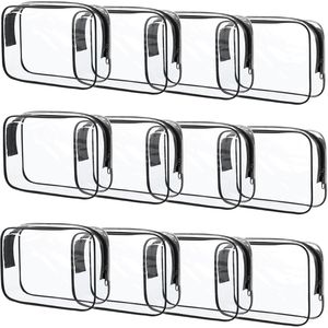 Set di 12 Borse Trasparenti in PVC Impermeabili con Cerniera per Articoli da Toeletta, Approvate TSA, Pochette per Cosmetici da Viaggio - Product Image 1